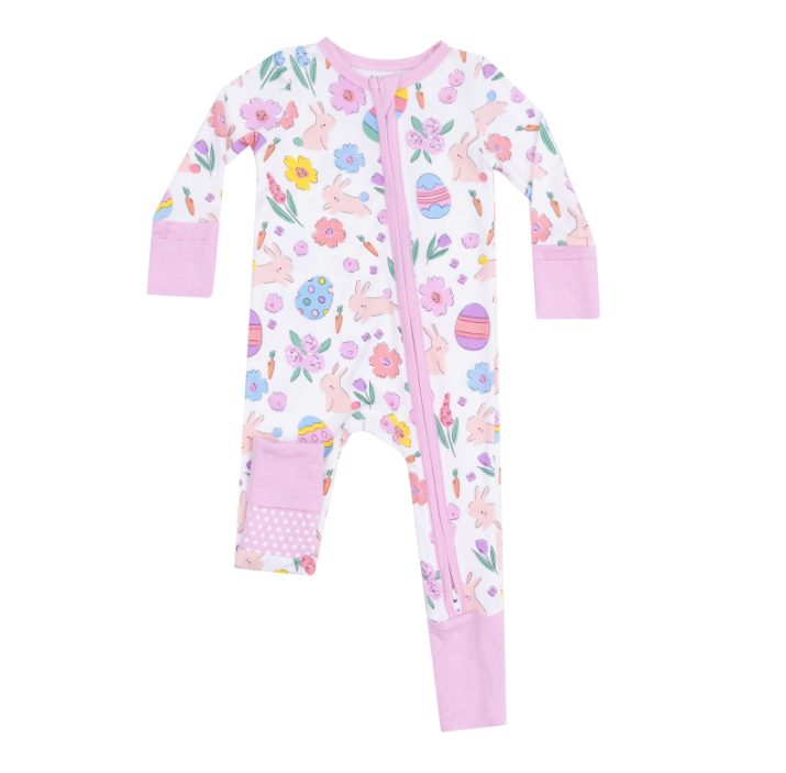 ANGEL DEAR EASTER BUNNIES PINK 2 WAY ZIPPER ROMPER