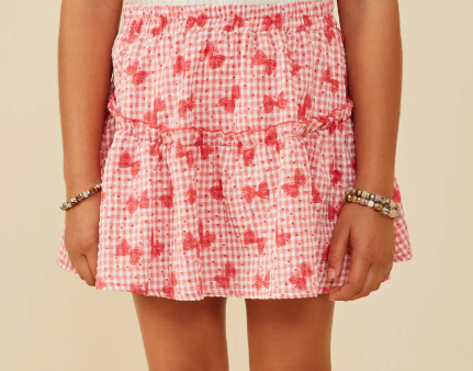 HAYDEN GIRLS BOW PRINT SEERSUCKER RUFFLE SKIRT