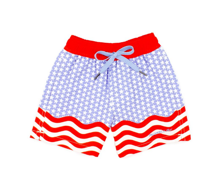 PROPERLY TIED BOYS RIVIERA SWIM TRUNKS FREEDOM