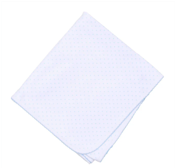 MAGNOLIA BABY MINI DOTS RECEIVING BLANKET LIGHT BLUE