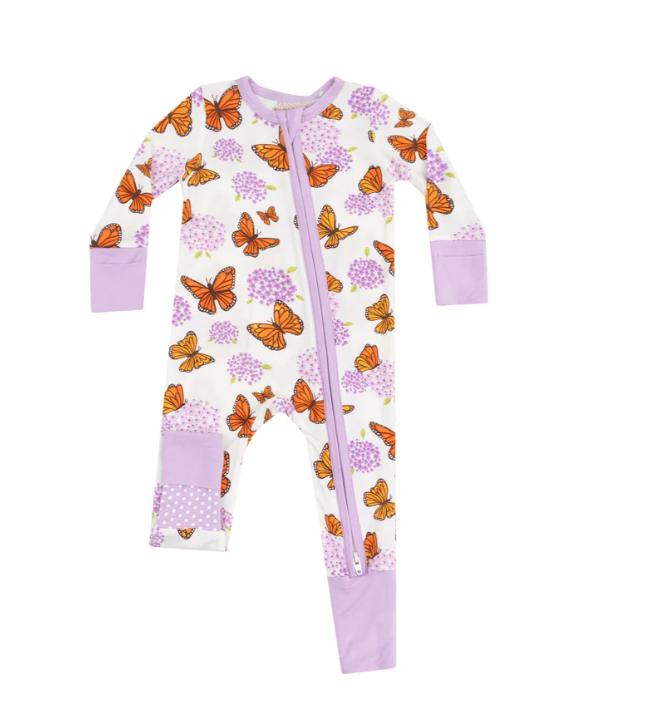 ANGEL DEAR MONARCH BUTTERFLIES AND MILKWEED 2 WAY ZIPPER ROMPER