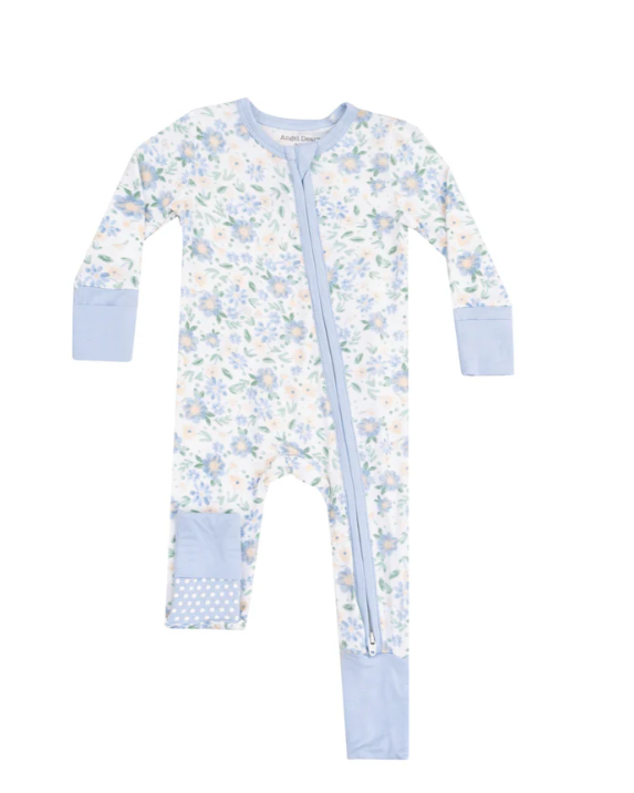 ANGEL DEAR BABY VERONICAL FLORAL 2 WAY ZIPPER ROMPER