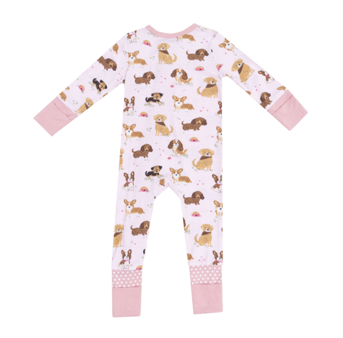 ANGEL DEAR BEST FRIEND DOGS PINK 2 WAY ZIPPER ROMPER