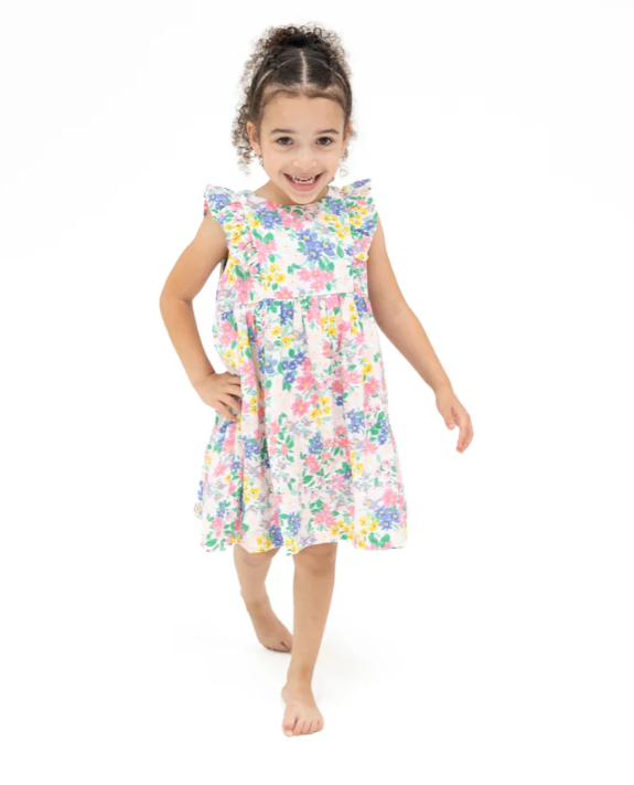 ANGEL DEAR EMMA FLORAL RUFFLE DRESS