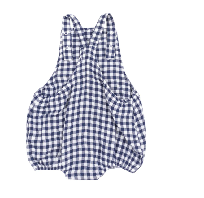 ANGEL DEAR NAVY GINGHAM POCKET SUNSUIT