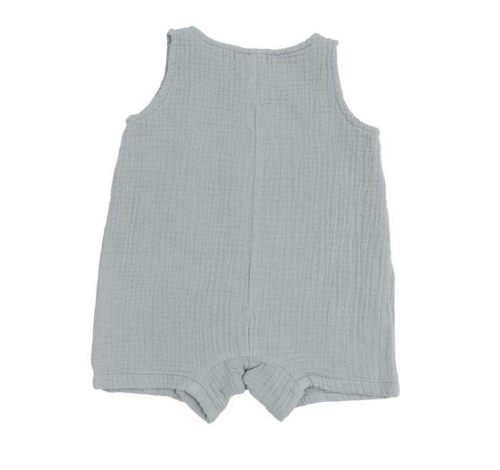 ANGEL DEAR SOLID MUSLIN SLATE GREY SLEEVELESS SHORTIE ROMPER