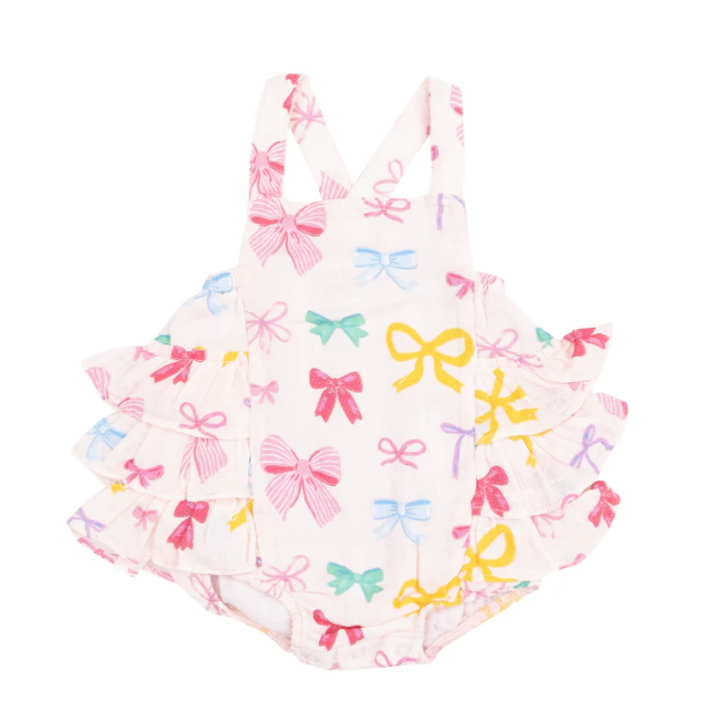 ANGEL DEAR COLORFUL BOWS RUFFLE SUNSUIT