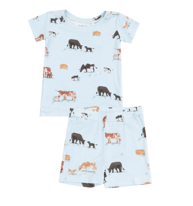 ANGEL DEAR COW FAMILIES BLUE LOUNGEWEAR SET