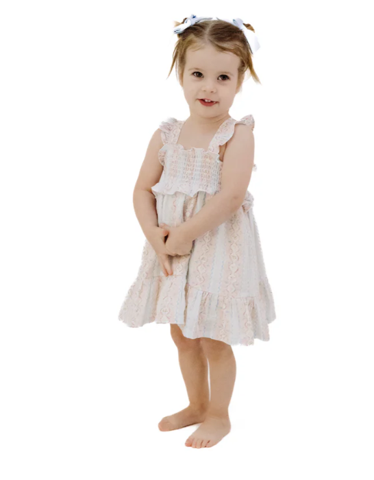 ANGEL DEAR OGEE FLORAL SMOCKED RUFFLE SUNDRESS