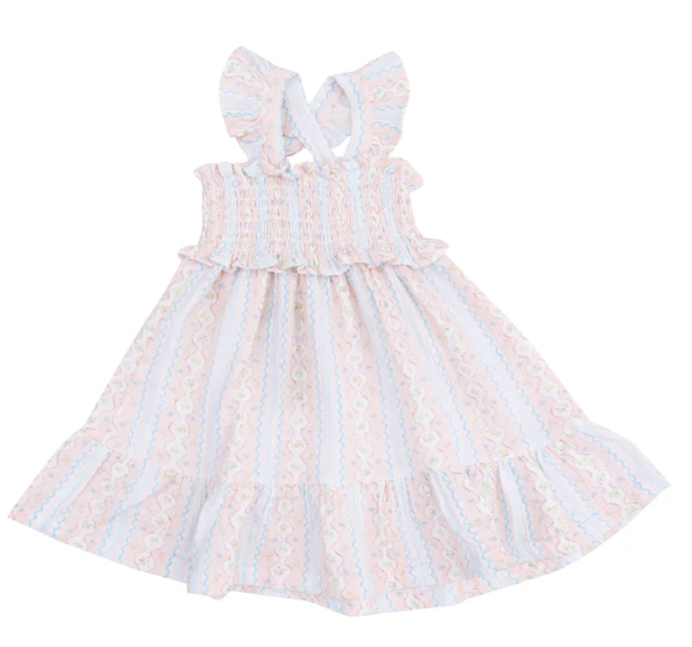 ANGEL DEAR OGEE FLORAL SMOCKED RUFFLE SUNDRESS