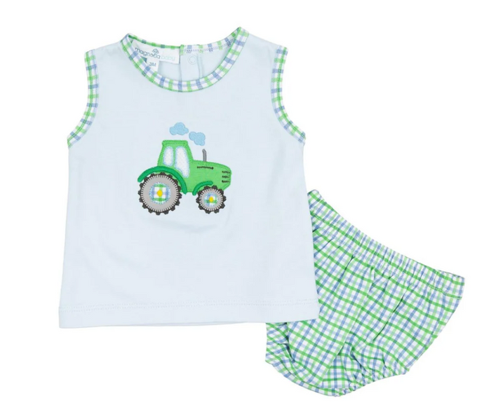 MAGNOLIA BABY TRACTOR TALES APPLIQUE SLEEVELESS DIAPER COVER