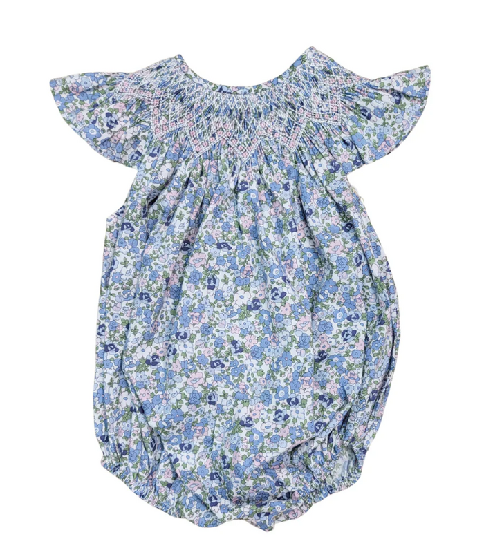 SWEET DREAMS MAYA BLUE FLORAL SMOCKED BUBBLE