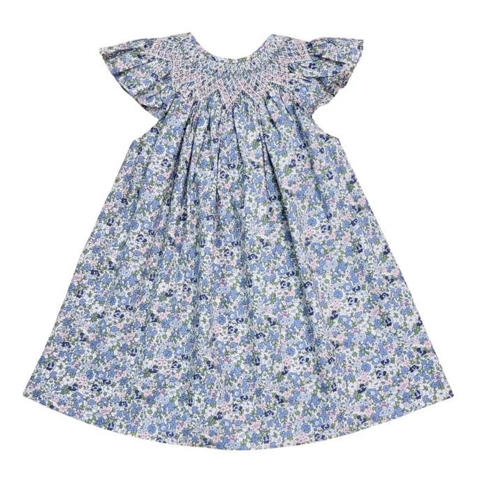 SWEET DREAMS MAYA BLUE FLORAL SMOCKED DRESS