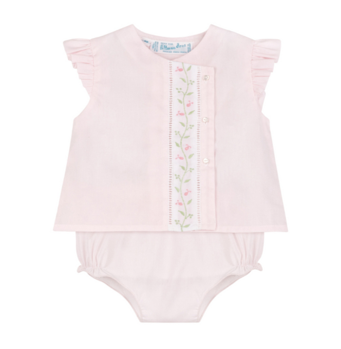 FELTMAN BROTHERS PINK FLORAL VINE DIAPER SET