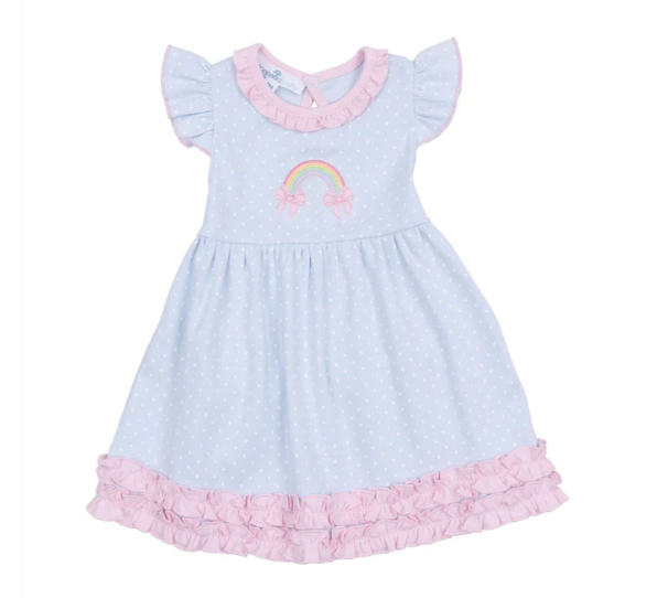 MAGNOLIA BABY RAINBOW WISHES APPLIQUE FLUTTERS DRESS