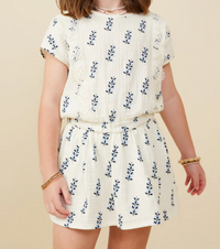 HAYDEN GIRLS CROCHET LACE TRIM FLORAL GAUZE TOP