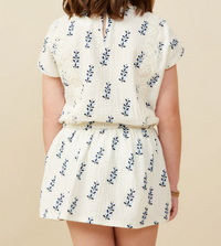 HAYDEN GIRLS CROCHET LACE TRIM FLORAL GAUZE TOP