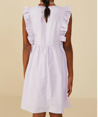 HAYDEN GIRLS RUFFLE V NECK SLEEVELESS POPLIN DRESS