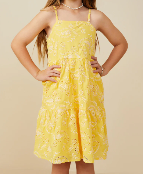 HAYDEN GIRLS PAISLEY EMBROIDERED TIERED TANK DRESS