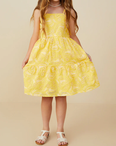 HAYDEN GIRLS PAISLEY EMBROIDERED TIERED TANK DRESS