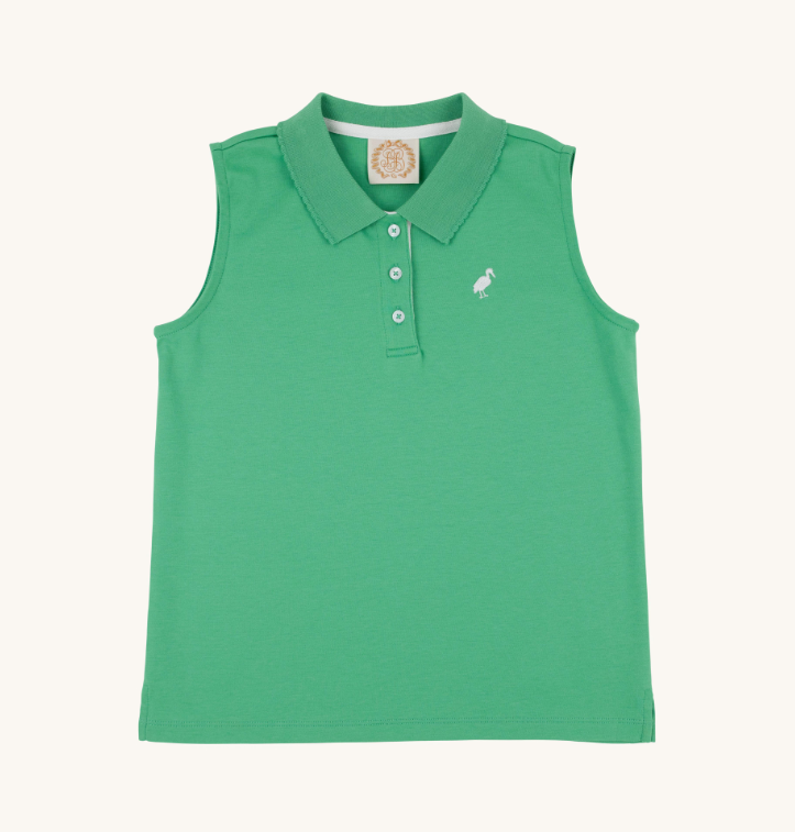 TBBC SLEEVELESS ANNA PRICE POLO GIBSSON ISLAND GREEN/WORTH AVENUE WHITE