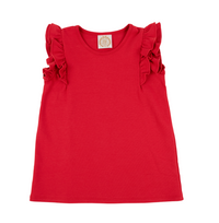 TBBC RUEHLING RUFFLE TOP RICHMOND RED