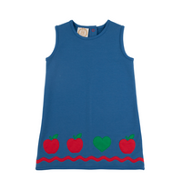 TBBC ANNIE APRON DRESS WOOD BOAT BLUE/RICHMOND RED/APPLES