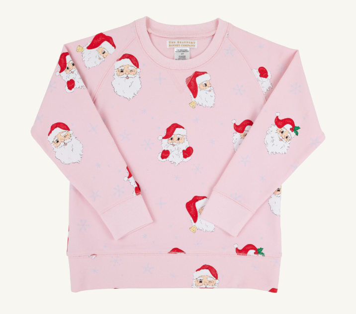 TBBC GIRLS  CASSIDY COMFY CREWNECK FRENCH TERRY DEAR SANTA PALM BEACH PINK