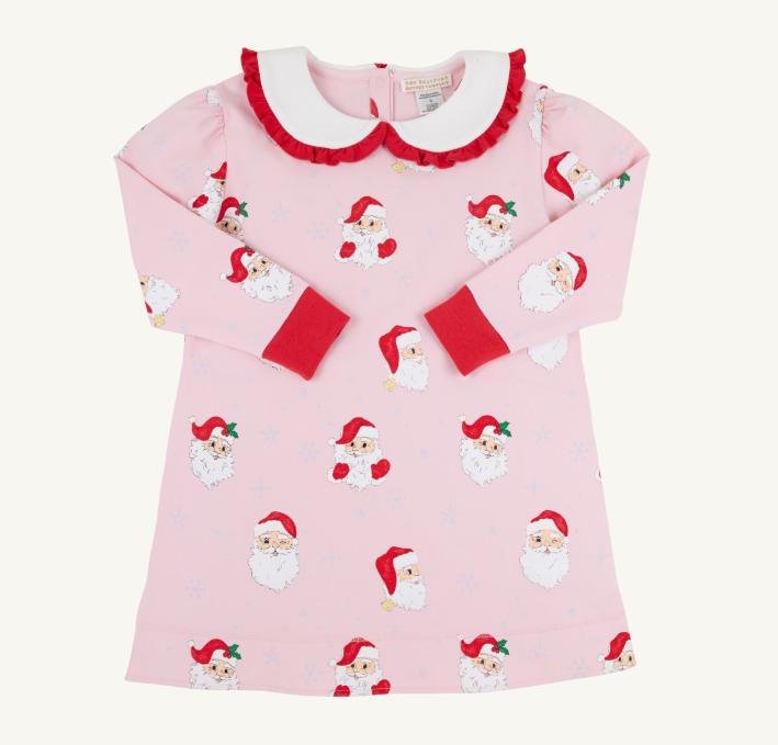 TBBC MAUDES RUFFLE CASSIDY COMFY CREWNECK DRESS DEAR SANTA PALM BEACH PINK