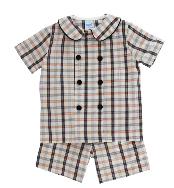 BAILEY BOYS CHARLESTONE PLAID DRESSY SHORT SET