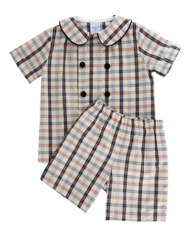 BAILEY BOYS CHARLESTONE PLAID DRESSY SHORT SET