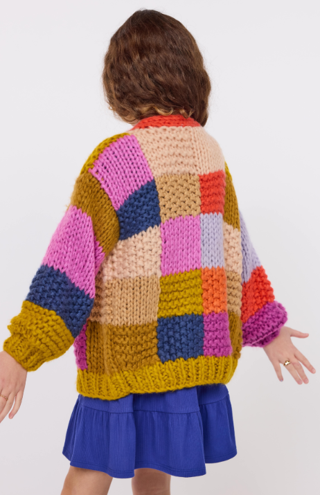 SADIE AND SAGE ELECTRIC FEELS PATCHWORK KNIT CARDIGAN