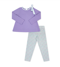 SET ATHLEISURE MADELINE LEGGING SET LILAC LAVENDER FROSTED FLORAL
