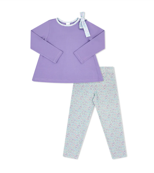 SET ATHLEISURE MADELINE LEGGING SET LILAC LAVENDER FROSTED FLORAL