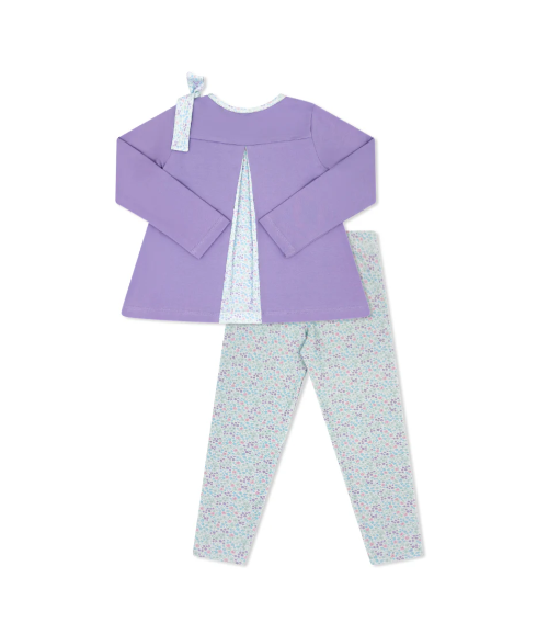 SET ATHLEISURE MADELINE LEGGING SET LILAC LAVENDER FROSTED FLORAL