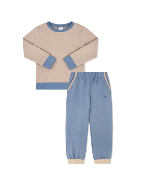 SET ATHLEISURE RIVER JOGGER SET COOKIE KHAKI LAKE BLUE