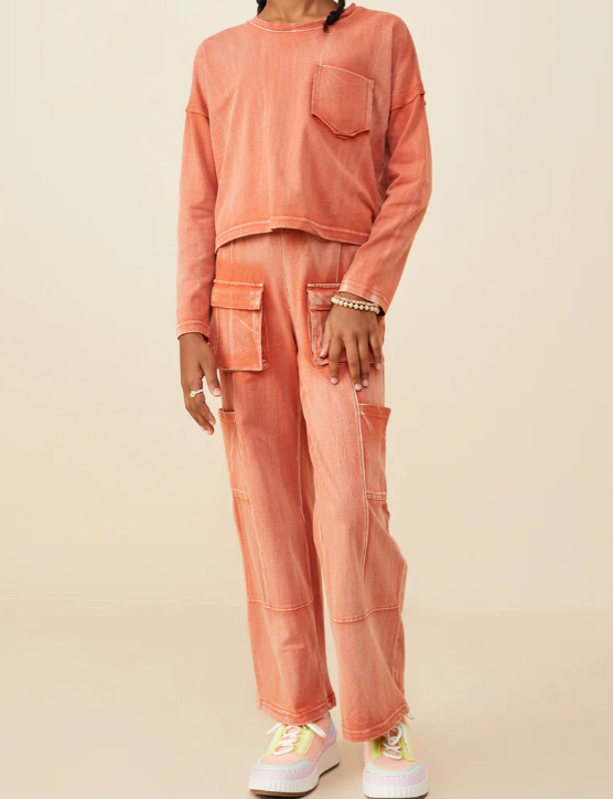 HAYDEN GIRLS WASHED CARGO WIDE LEG SET
