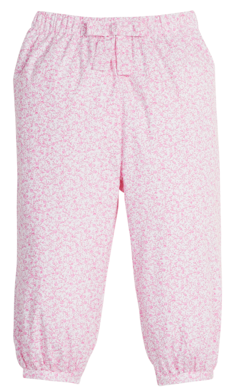 LITTLE ENGLISH BANDED BOW PANT PINK VININGS