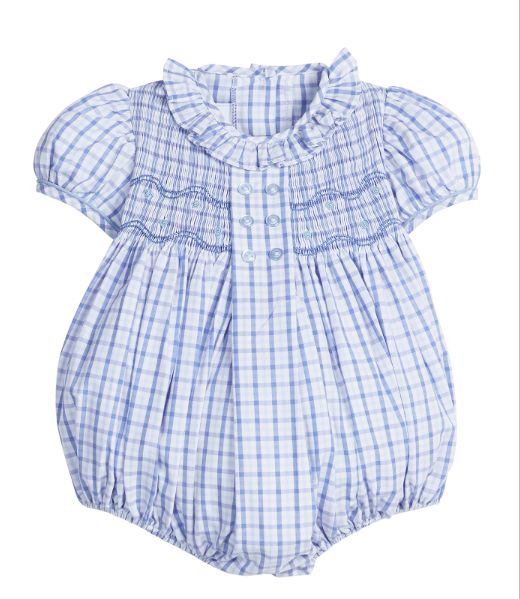 LITTLE ENGLISH SMOCKED BRIDGET BUBBLE WOODBERRY PLAID