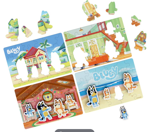BLUEY 4 PACK OF WOODEN PUZZLE