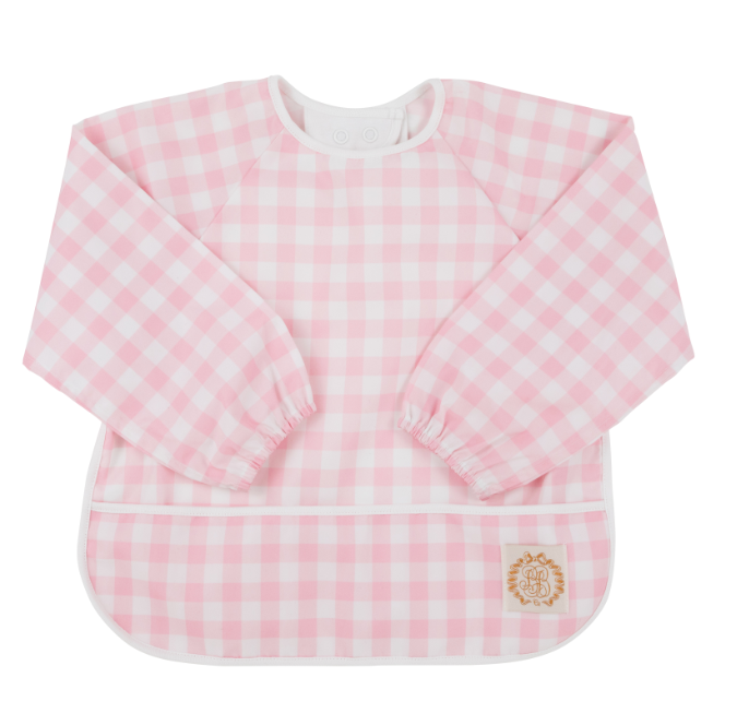 TBBC BISCUIT BIB PALM BEACH PINK GINGHAM/WORTH WHITE AVENUE