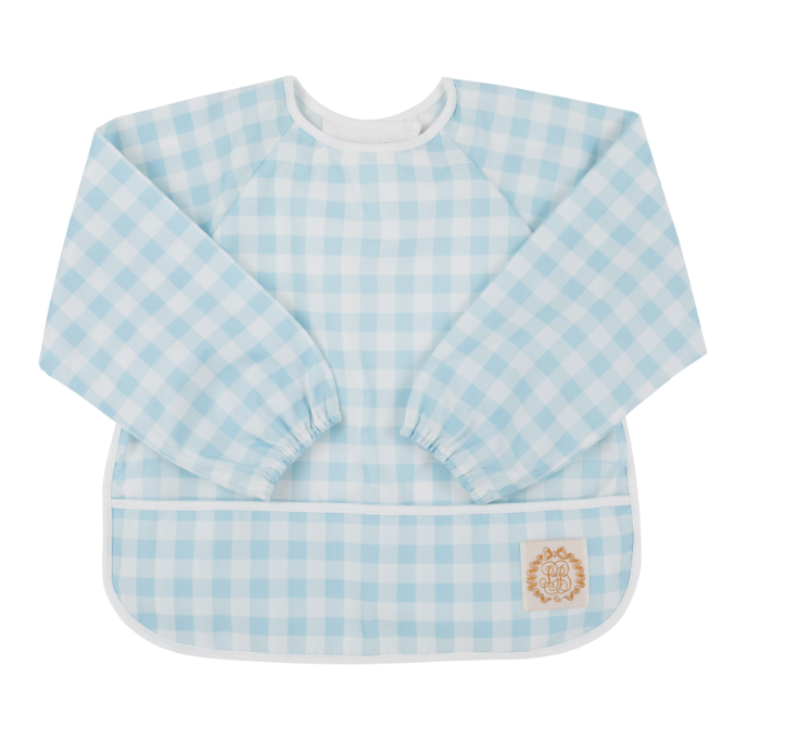 TBBC BISCUIT BIB BUCKHEAD BLUE GINIGHAM/WORTH WHITE AVENUE