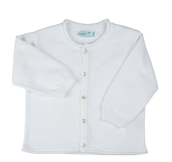 FELTMAN BROTHERS ROLLED EDGE KNIT CARDIGAN WHITE