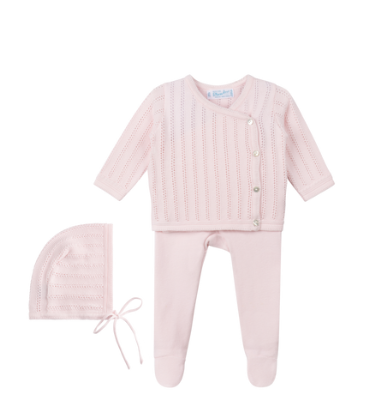 FELTMAN BROTHERS POINTELLE WRAP SET WITH HAT PINK