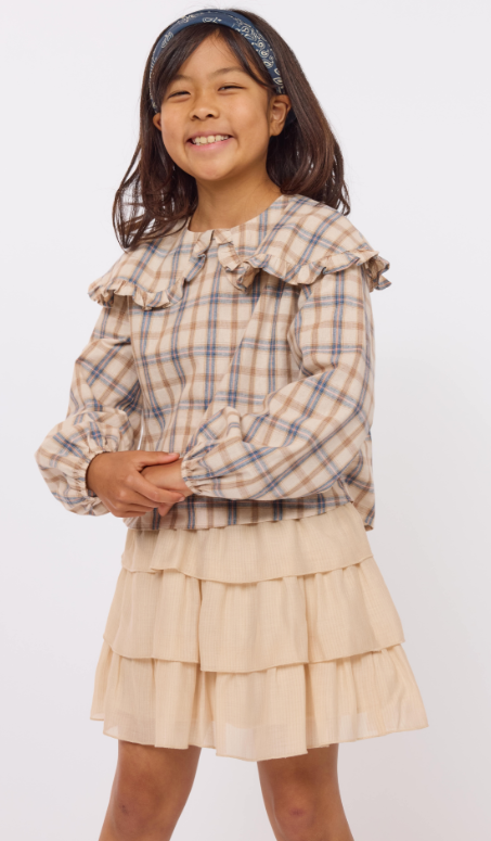 SADIE AND SAGE TWEEN HOT COCOA BIG COLLAR TOP