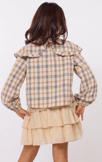 SADIE AND SAGE TWEEN HOT COCOA BIG COLLAR TOP