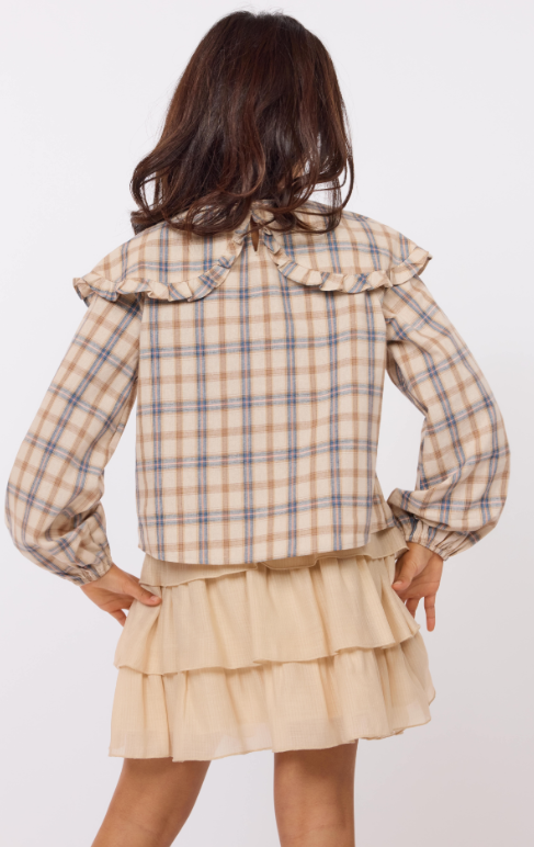 SADIE AND SAGE TWEEN HOT COCOA BIG COLLAR TOP