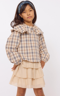 SADIE AND SAGE TWEEN HOT COCOA BIG COLLAR TOP