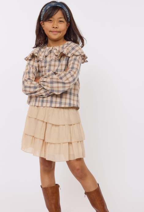 SADIE AND SAGE TWEEN HOT COCOA BIG COLLAR TOP