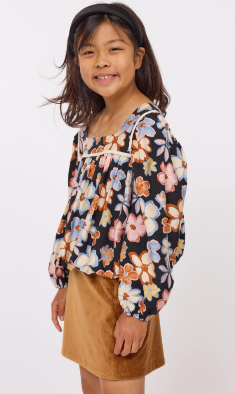 SADIE AND SAGE TWEEN POSEY BUBBLE WOVEN TOP